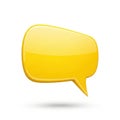 Shiny yellow speech bubble icon graphic communication message cloud shape Royalty Free Stock Photo