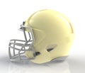 Shiny yellow wax american football helmet side view on a white background with detailed clipping path. Royalty Free Stock Photo