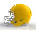 Shiny yellow wax american football helmet side view on a white background with detailed clipping path Royalty Free Stock Photo