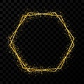 Gold shiny double hexagon frame with light effects