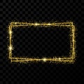 Gold shiny double rectangle frame with light effects