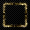 Gold shiny double square frame with light effects