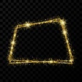 Gold shiny double trapezoid frame with light effects