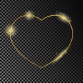 Gold glowing heart shape frame Royalty Free Stock Photo