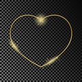 Gold glowing heart shape frame Royalty Free Stock Photo