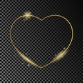 Gold glowing heart shape frame Royalty Free Stock Photo