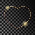 Gold glowing heart shape frame Royalty Free Stock Photo