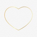 Gold glowing heart shape frame isolated on transparent background Royalty Free Stock Photo