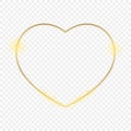 Gold glowing heart shape frame Royalty Free Stock Photo