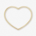 Gold glowing heart shape frame with shadow Royalty Free Stock Photo