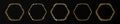 Set of five gold double hexagon frames
