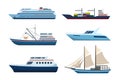 Ships And Boat Vector Flat Illustration Variation Set Royalty Free Stock Photo