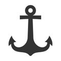 Ship anchor black icon, sailing vintage design