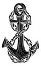 A Ship Anchor And Chain Nautical Woodcut Drawing Royalty Free Stock Photo