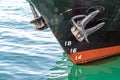 Ship anchor closeup Water level measurement Royalty Free Stock Photo