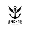 ship anchor logo icon vector, port, retro design illustration