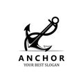 ship anchor logo icon vector, port, retro design illustration