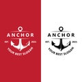 ship anchor logo icon vector, port, retro design illustration