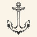 Ship anchor monochrome emblem vintage