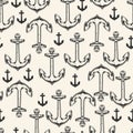 Ship anchor monochrome seamless pattern