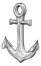 Ship Anchor Nautical Illustration Woodcut Drawing Royalty Free Stock Photo