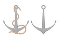 Ship anchor with rope vector illustration