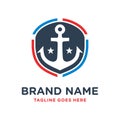 Ship anchor shield logo design Royalty Free Stock Photo