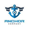 Ship anchor shield logo design Royalty Free Stock Photo