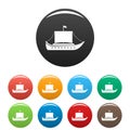 Ship ancient icons set color vector