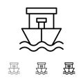 Ship, Beach, Boat, Summer Bold and thin black line icon set Royalty Free Stock Photo
