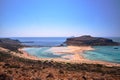 Ship, beach and people in the Balos Lagoon Royalty Free Stock Photo