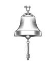 Ship Bell Engraving Emblem. Vector illustration