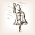 Ship bell sketch style vector illustration