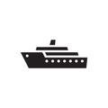 Ship - black icon on white background vector illustration. Marine sail boat concept sign. Transport symbol. Graphic design element
