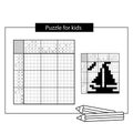 Ship. Black and white japanese crossword with answer. Nonogram