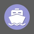 Ship, boat flat icon. Round colourful button, circular vector sign with shadow effect. Flat style design.