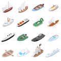 Ship and boat icons set, isometric 3d style Royalty Free Stock Photo