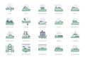 Ship, boat line icons. Vector illustration included icon as yacht, cruise, cargo shipping, submarine, ferry, canoe Royalty Free Stock Photo