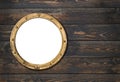 Ship or boat porthole frame on wooden wall 3d illustration Royalty Free Stock Photo