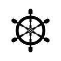 Ship or boat steering wheel icon for marine transportation Royalty Free Stock Photo