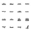 Ship and boat vector icons set Royalty Free Stock Photo
