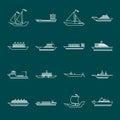 Ship and boats icons set outline Royalty Free Stock Photo