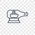 Ship in a bottle concept vector linear icon isolated on transparent background, Ship in a bottle concept transparency logo in out