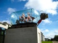 Ship in a bottle symbolic statue in front of museum in England Great Britain