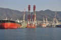 Ship building industry. wharf in Kure, Japan