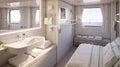Ship cabin with private ensuite bathroom for lodging.AI Generated