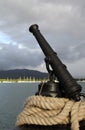 Ship cannon and rope Royalty Free Stock Photo