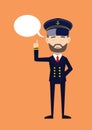 Ship Captain Pilot - Smiling and Pointing to Speech Bubble Royalty Free Stock Photo