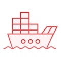 Ship with cargo flat icon. Boat with containers red icons in trendy flat style. Tanker gradient style design, designed