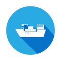 ship with cargo icon with long shadow. Element of logistics icon. Premium quality graphic design icon. Signs and symbols Royalty Free Stock Photo